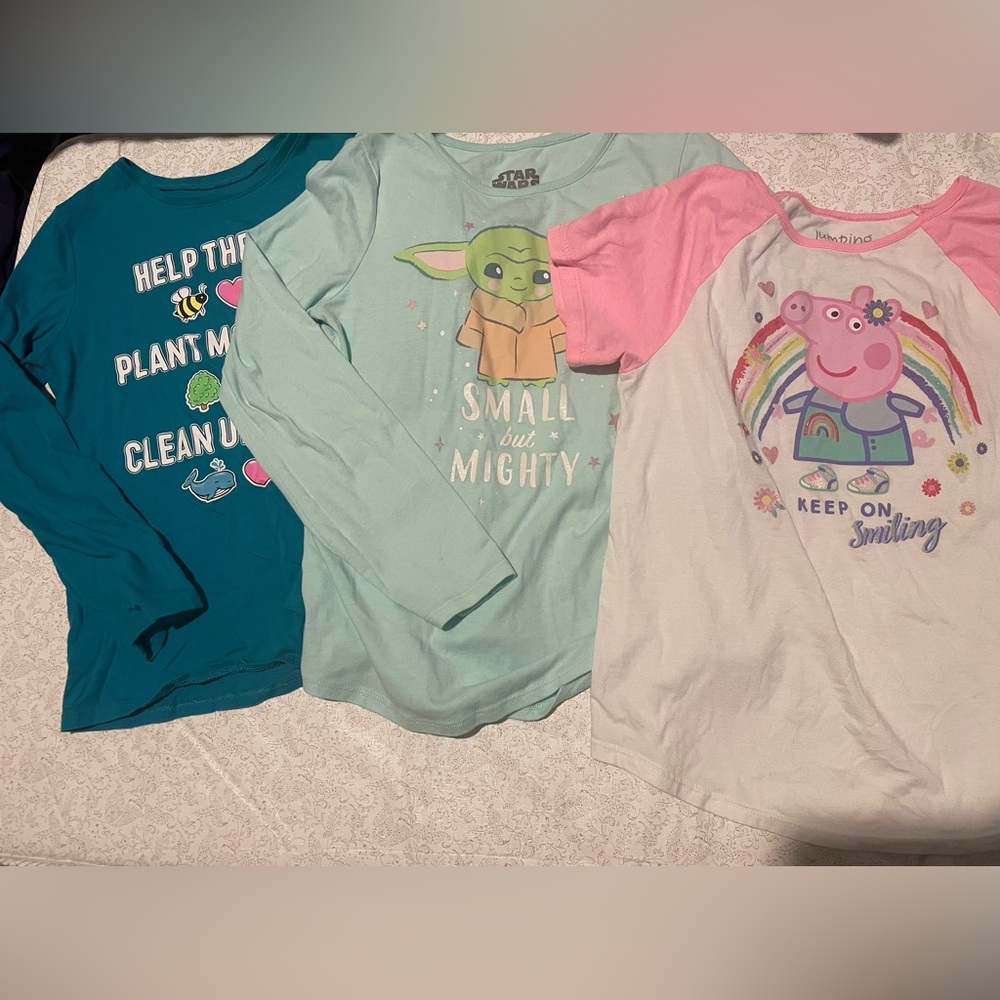 Kids Character Long Sleeve Shirts Lot of 3 Girls Size L 10/12 Casual Colorful